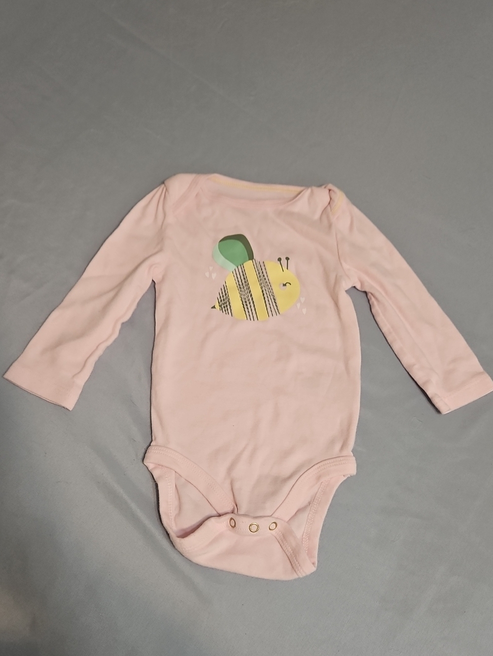 cloud island Pink Long-Sleeve Baby One-Piece with Yellow Bee